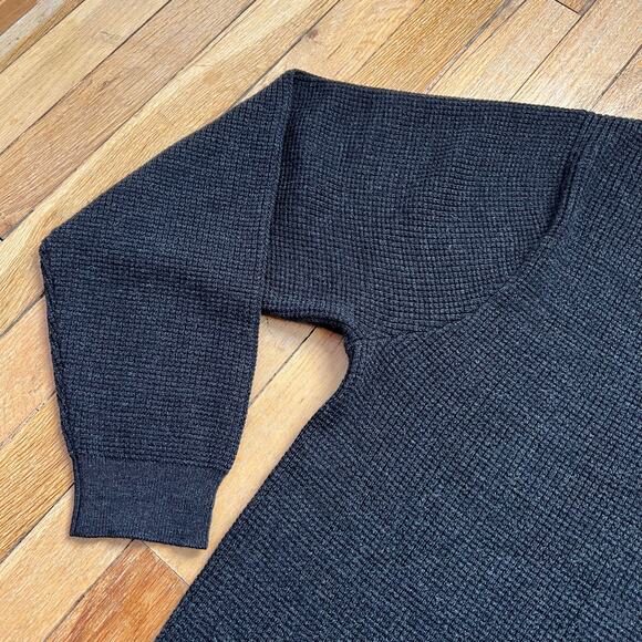Orvis Waffle Knit Merino Wool Sweater 1/4 Button Front Men's Size XL Charcoal - Picture 4 of 10